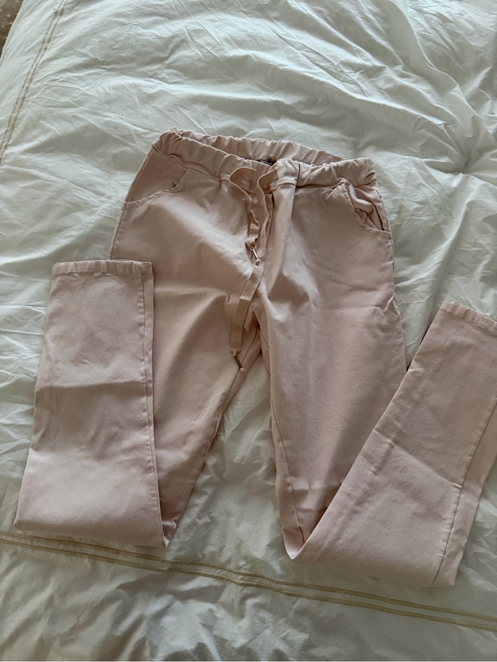 Tina Stephens Made in Italy Women's Pale Pink Drawstring Joggers